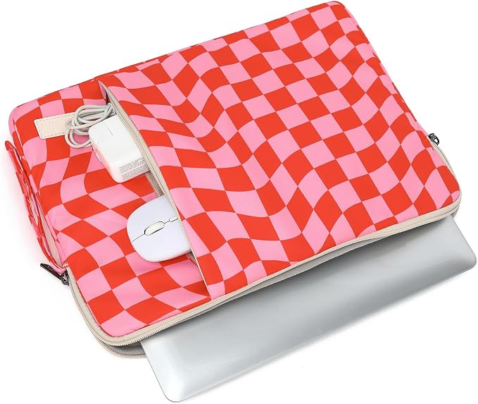 Laptop Sleeve 13.3 inch14 Inch, 15.6inchWater Resistant Traveling Computer Cover with Handle, Shockproof Protective Carrying Laptop Case (Y8-Pink Checker, 14 inch)