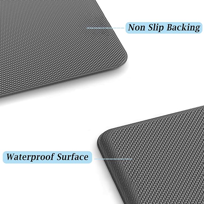 Artnice Anti Fatigue Kitchen Mat, 3/4 Inch Thick Waterproof Non Slip Cushioned Kitchen Rugs, Memory Foam Comfort Standing Mat for Home, Sink, Office, Laundry (20"x71",Grey)