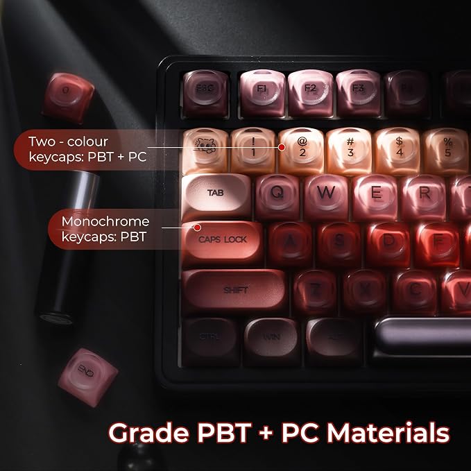 OHY Lipstick Keycaps, XVX HOA Profile Red Jelly Keyboard Keycap, 132-Key Cute Custom Keycaps for Mechanical Keyboards with Cherry/Gateron MX Switches-Berry Kiss (Only Keycap,No Keyboard)