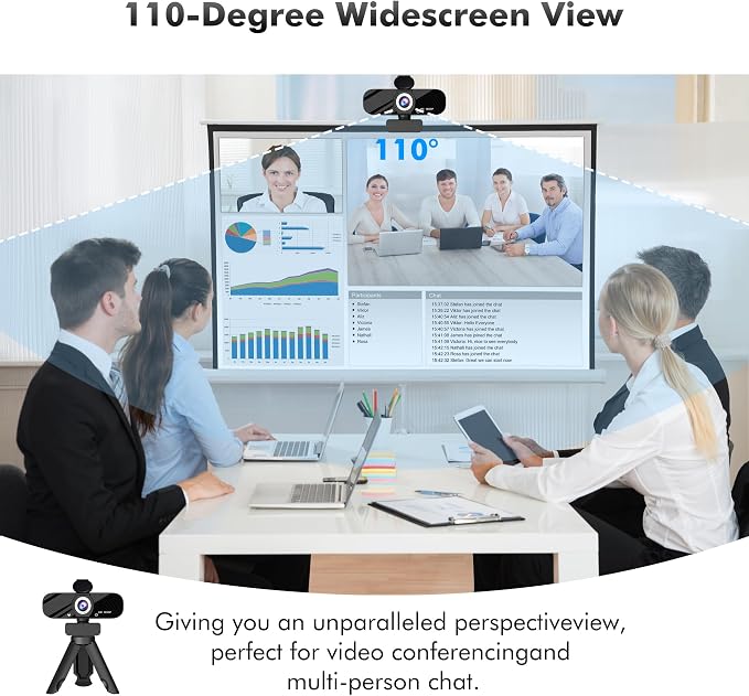 Gozvrpus USB HD Webcam with Built-in Microphone and Rotatable Tripod, 1080P Video, Wide Angle Camera, Privacy Cover, for Desktop PC or Laptop Computer （Grey）