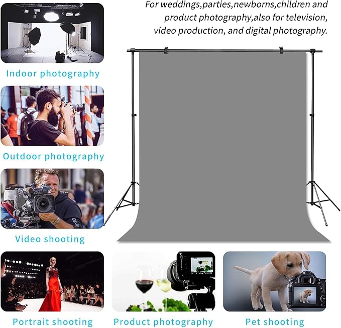 Grey Backdrop Background for Photography Photo Booth Backdrop for Photoshoot Background Screen Video Recording Parties Curtain 6x9FT