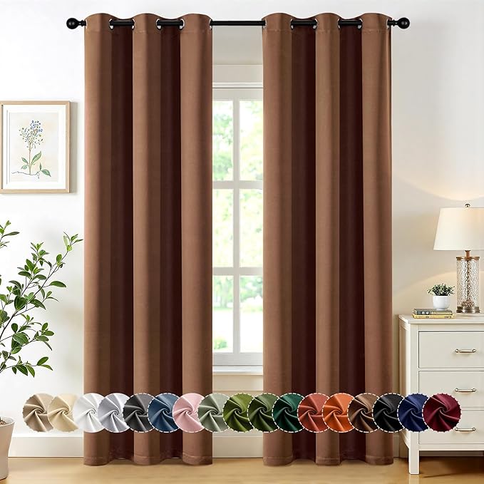 MIULEE Blackout Curtains for Bedroom Living Room 2 Panels, Thermal Insulated Room Darkening Drapes Grommet Noise Reducing Light Blocking Window Treatments 84 Inches Long 40x84 Inch Mocha Brown