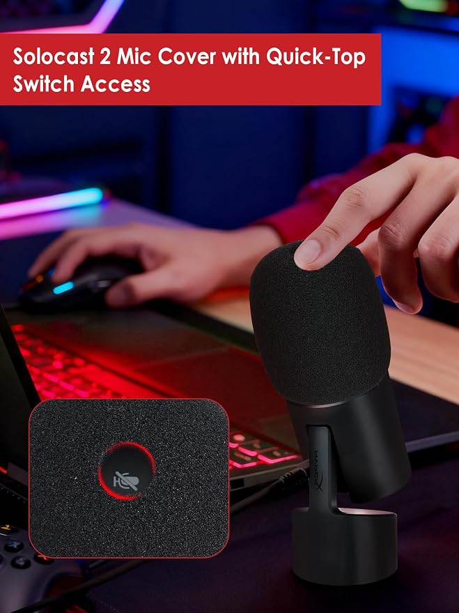 SoloCast 2 Pop Filter for HyperX SoloCast 2 and 1 - Foam Mic Covers Windscreen Suitable for SoloCast 2 Microphone and SoloCast Mic for Filter Ambient and Breathing Winds by YOUSHARES