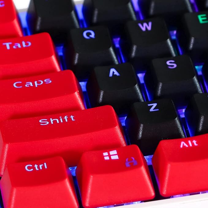 GTSP Red and Black Keycaps 60% Percent PBT Key Cap Set with 6.25U Space Key for Cherry MX Gateron Kailh Switches Gaming Keyboard (Only keycaps)