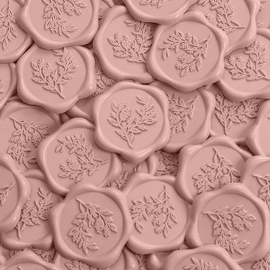 UNIQOOO Wax Seal Stickers - Eucalyptus Wedding Invitation Envelope Seal Stickers, 100 Pcs Self- Adhesive Dusty Rose Stickers, Perfect for Invitation, Christmas, Gift Wrapping, Party
