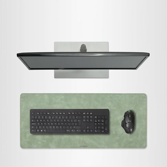 Full Grain Genuine Leather Desk Pad – Mint Green (L) - Premium Desk Mat with Non-Slip Backing, Thick 3mm, Office Desk Protector for Work & Gaming (Large 27.6 x 11.8 inch)