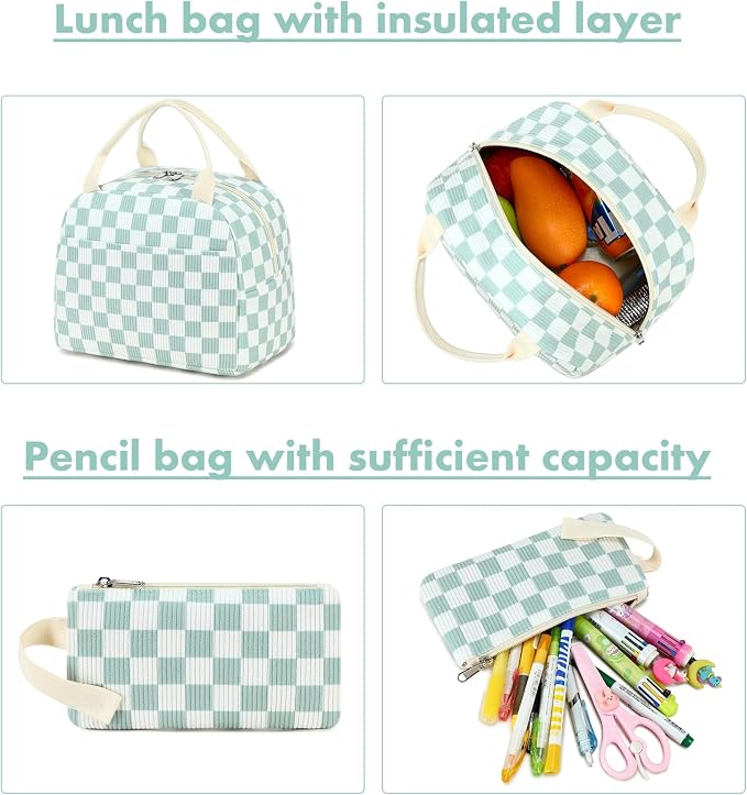 Bluboon School Backpack Set Girls Womens Laptop Bookbag Casual Daypack Fits 15 inch Laptop with Lunch Tote Bag and Pencil Bag