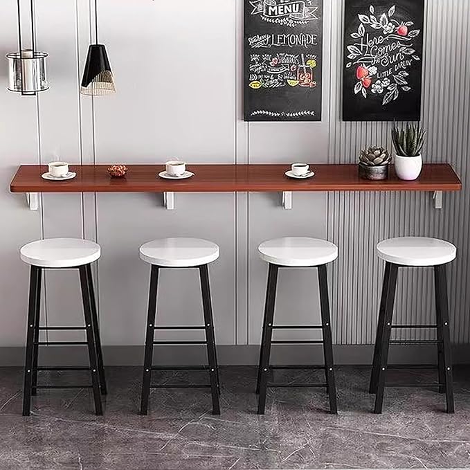 Wall Mounted Folding bar Table,Wooden Wall Dining Table,Narrow Long Floating Desk,Hanging Desk Workbench for Kitchen Laundry Office(43.3x15.7inch, Brown)