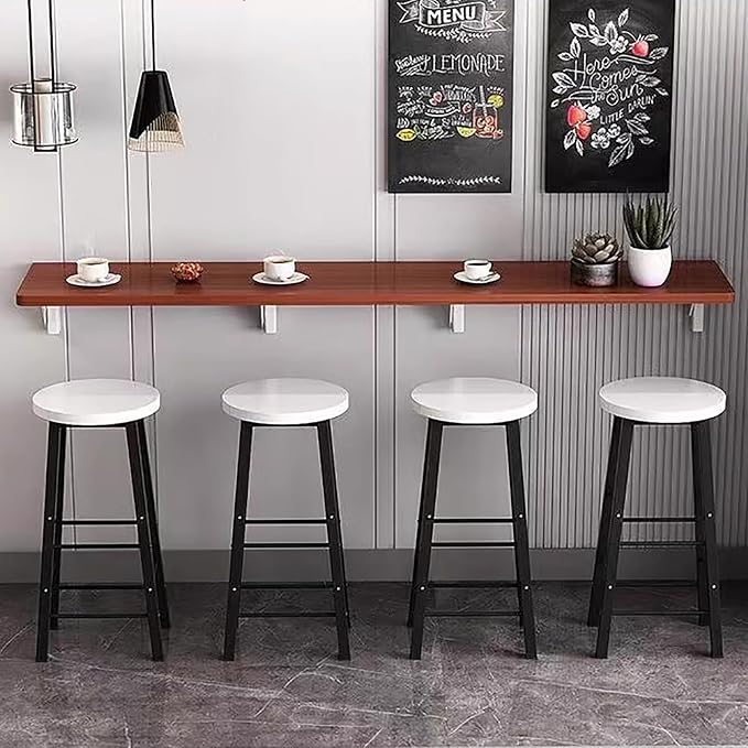 Wall Mounted Folding bar Table,Wooden Wall Dining Table,Narrow Long Floating Desk,Hanging Desk Workbench for Kitchen Laundry Office(39.3x15.7inch, Brown)