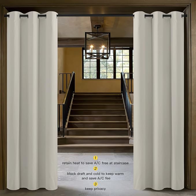 NICETOWN Natural Room Darkening Curtain and Drape Energy Efficient Warmth Solid Grommet Curtain for Office & Classroom (Sold Individually, 42 inches Wide by 84 inches Long)