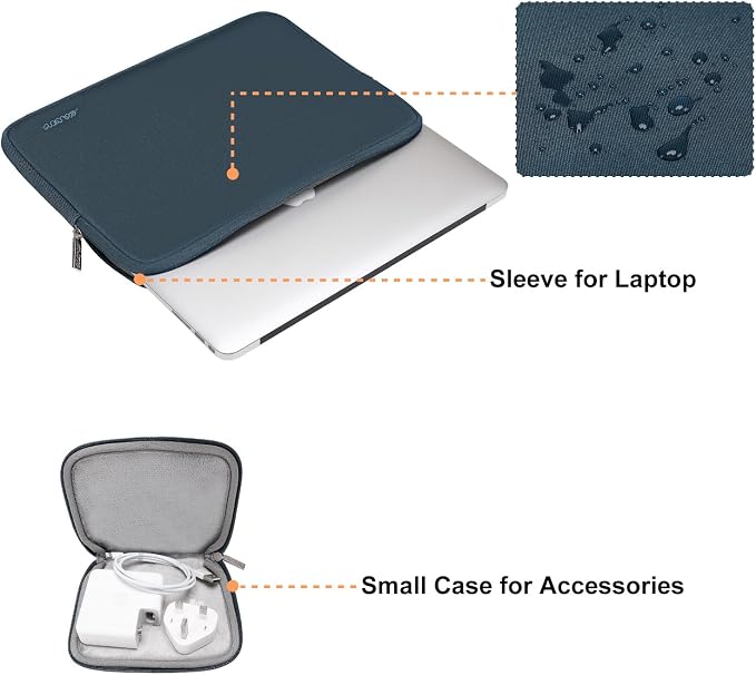 MOSISO Laptop Case 16 inch, 15-15.6 inch Laptop Sleeve Bag Compatible with MacBook Pro 16 M5 M4 M3 M2 M1, HP Acer Dell Lenovo ASUS Notebook, Neoprene Computer Sleeve Bag with Small Case, Haze Blue