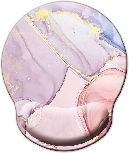 Mouse Pad with Wrist Support, Ergonomic Mouse Pad with Memory Foam Wrist Rest Cushion, Non-Slip Rubber Base Gaming Mice Pad for Home Office Computer Laptop, Pink Marble