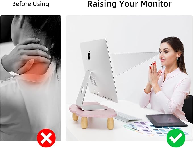 AFOOYO Monitor Stand Riser,Cloud Shape Wood Computer Monitor Stand, 16.5IN Monitor Stand Riser, Multi-Purpose Desktop Organizer Riser for Computer,Laptop,Printer,TV,Purple