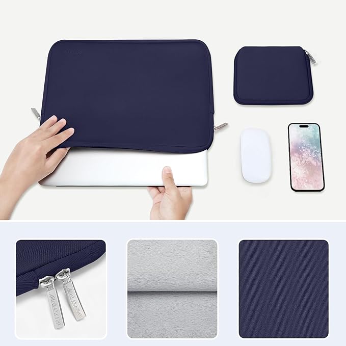 MOSISO Laptop Case 15 inch, 15 inch Laptop Sleeve Bag Compatible with MacBook Air M5 A3448 M4 A3241 M3 A3114 M2 A2941 2026-2023, Dell XPS, Neoprene Computer Sleeve Bag with Small Case, Navy Blue