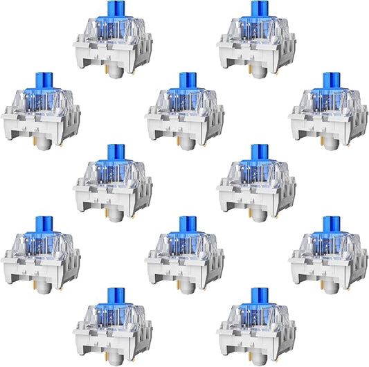 Zhouwang 72PCS Blue Clicky Mechanical Keyboard Switches,3-Pin Hot-Swappable Pre-Lubricated Switch with 2 Kailh Switches,Crisp Click Sound for Gaming Keyboards & 3D Print Accessories