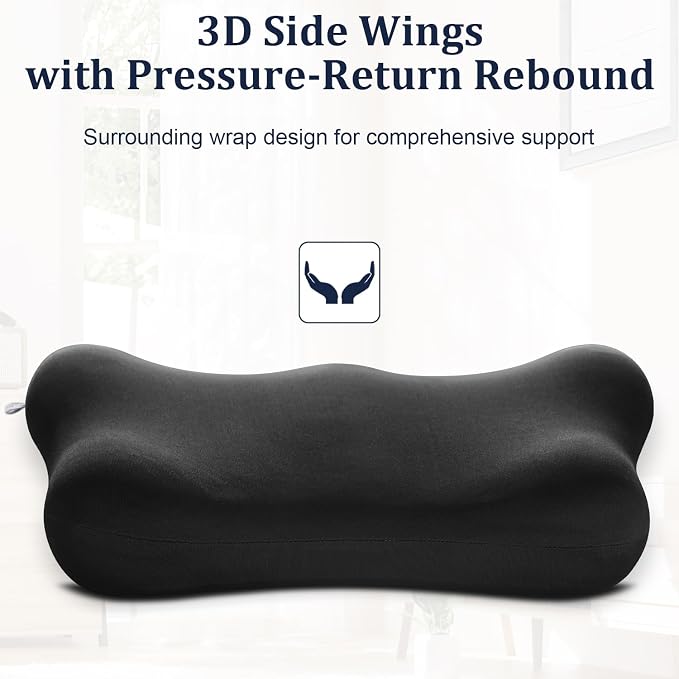 Lumbar Support Pillow for Office Chair Memory Foam Car Lumbar Pillows Lower Back Pain Relief Black Soft Ergonomic Chair Back Pillows for Car, Couch