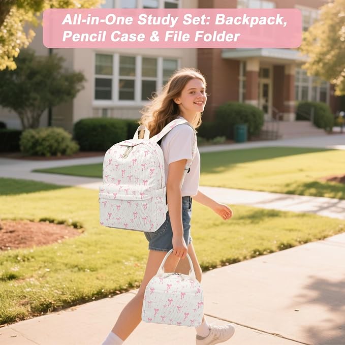 BTOOP School Backpacks for Teen Girls Bookbags Lightweight Kids Backpack School Bags Set with Lunch Box Pencil Case