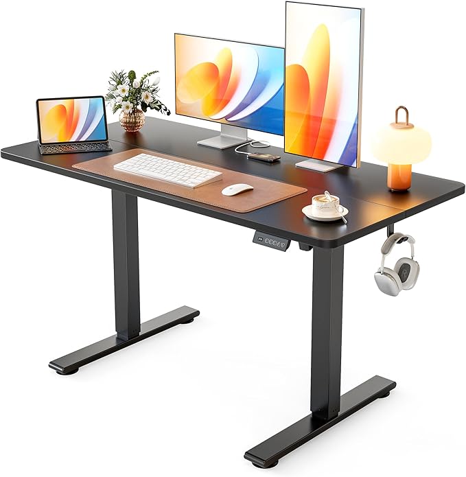Cubiker Electric Standing Desk, 48 x 24 Stand up Desk Height Adjustable, Home Office Desk with Splice Board, Black