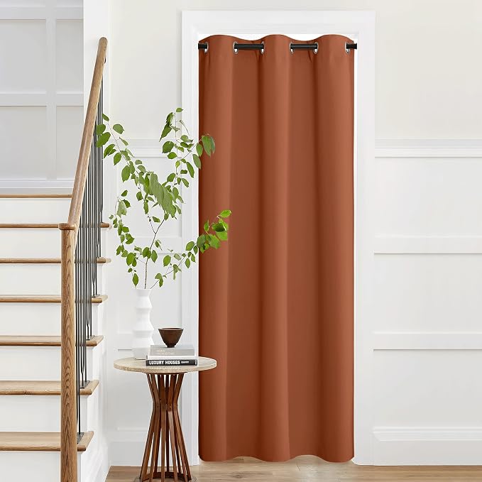 NICETOWN Burnt Orange Privacy Heat Blocking Blackout Thermal Insulated Door Curtain, Soundproof Grommet Top Bedroom Doorway Curtains Closet Curtain, 42" x 95", 1 Panel