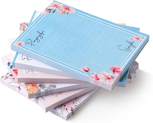 Mr. Pen- Floral Lined Sticky Notes, 3" x 4", 6 Pads, 60 Sheets/Pad | Aesthetic Sticky Notes with Lines, Ruled Post Stickies, Memo Pads, Self-Stick Note Pad for Office, School, Home, Study