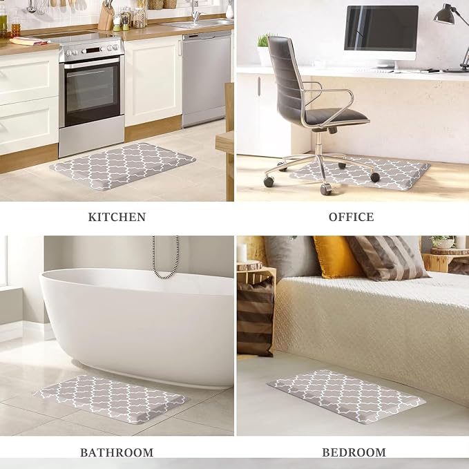 WISELIFE Kitchen Runner Rugs Anti-Fatigue mats - 4/5 Inch Non Slip Waterproof Ergonomic Comfort Mat for Kitchen, Floor Home, Office, Sink, Laundry (17.3"x 28",Khaki)