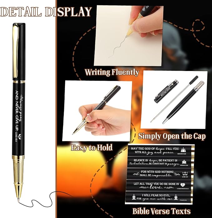 Lincia 20 Sets Christian Gift Bible Verse Ballpoint Pen Bulk Engraved Inspirational Quotes with Boxes Religious Pen Grandparent Day Appreciation Gift Pastor Clergy Men Church Sunday School Prayer