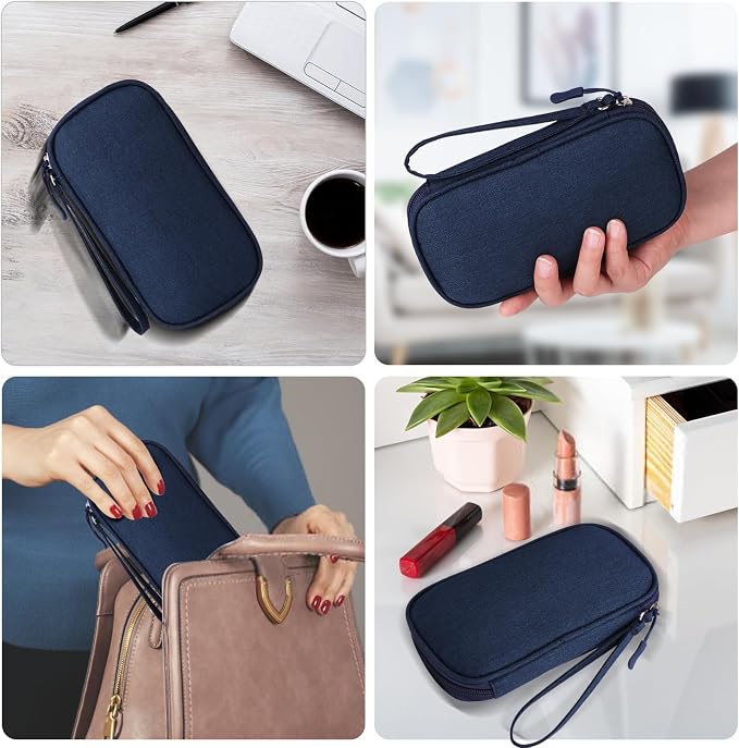 Travel Cable Organizer, Electronics Accessories Bag for Charger, Phone, Memory Card, Universal Gadget Organizer (Blue)