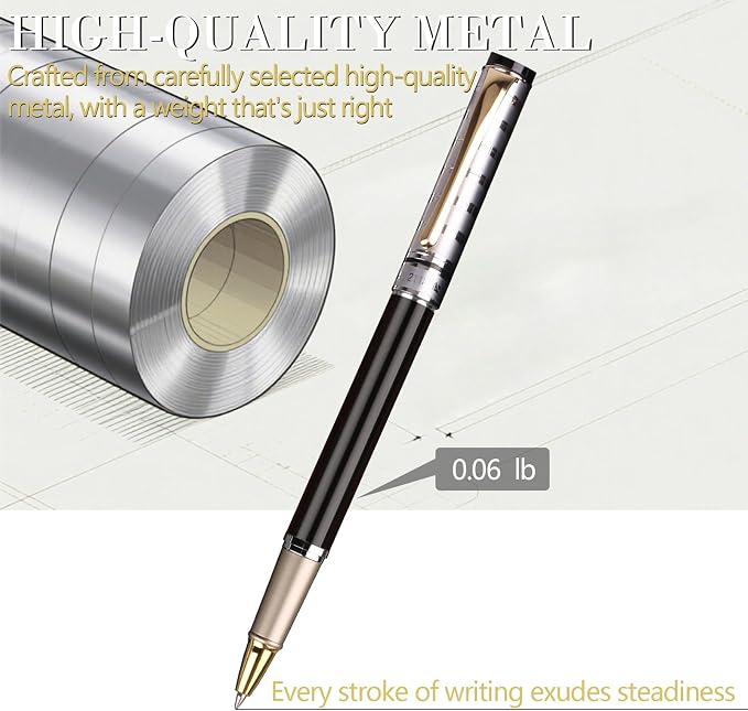 Luxury Gel Ballpoint Pens,Personalized Ink Pen Set with 3 Refills (Black/Blue/Red), Ultra-Smooth Writing Experience, Perfect for Gifts,Business,Office (Silver Black)