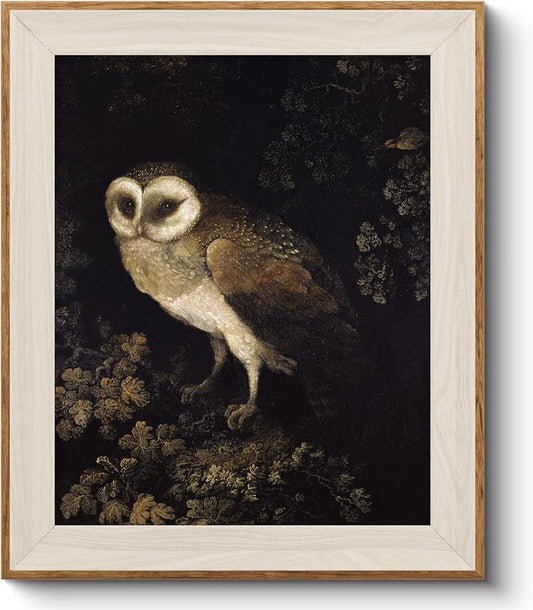 VIYYIEA Framed Wall Art for Living Room, Owl Canvas Prints, Vintage Home Decor, Animals Painting Picture, Bathroom Wall Decor Gifts for Friends or Family - 12L x 10W