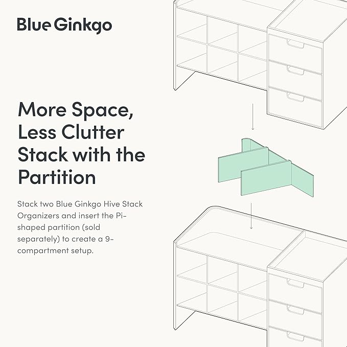 Blue Ginkgo Hive Stack Organizer Partition, White
