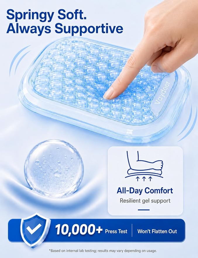 【Upgraded Larger and Thicker】 Vaydeer Clear Gel Elbow Rest Pad 1pc, Desk Wrist Rest, Ergonomic Mouse Cushion Support, Armrest for Computer Laptop Working Typing Gaming Office