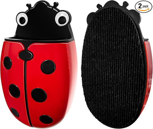 Cute Ladybug Magnetic Pen Holder, Strong Magnet for Glass Whiteboard, Refrigerator & Locker - 2 Pack Marker Organizer, Dry Erase Marker Holder for School, Home & Office (Red)