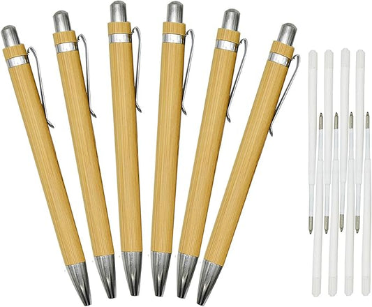 12 Pcs Natural Bamboo Pens Retractable Wood Ballpoint Pens With 12 PCS Refills 1.0mm Black Ink Pens For School Office Home Christmas Party Birthday