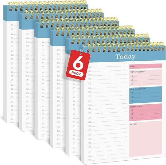 Taja 6 Pack of To Do List Notepad - To Do List Notebook for Work with 52 Sheets, 9.8" x 6.5", Undated Daily Planner Perfect for Daily Tasks and Goal Setting, Notepad Suitable for Office, Home & School - Early Dawn
