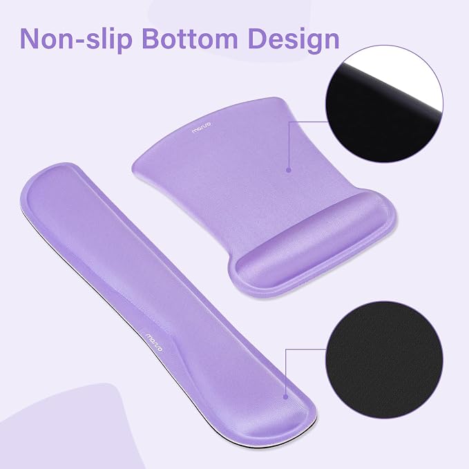 MOSISO Keyboard Mouse Pad Set, Large Gaming Mousepad&Keyboard Wrist Rest&Mouse Wrist Rest&Coaster, Ergonomic Non-Slip Mousepad&Easy Typing Cushion with Memory Foam for Home Office, Purple