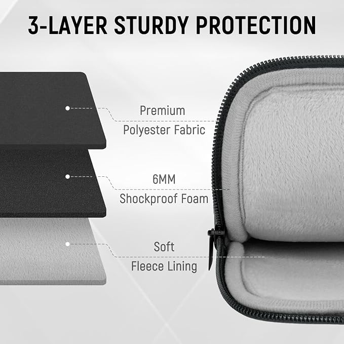 Laptop Sleeve 13 Inch Cover Protective Case Compatible with 13 Inch MarBook Pro MacBook Air M4 M3 M2 M1 Durable Padded Case with Pocket Black