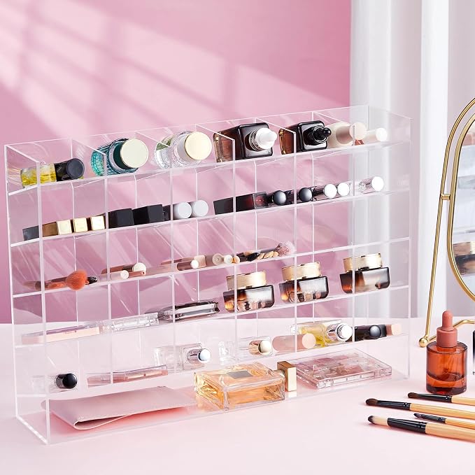 MotiMind Acrylic Pen Organizer Storage for 350 Markers Vertical Marker Organizer Acrylic Pen Display Holder for Office Desk Desktop Stationery Pencil Storage, Clear, 18 x 4 x 12.4 Inch