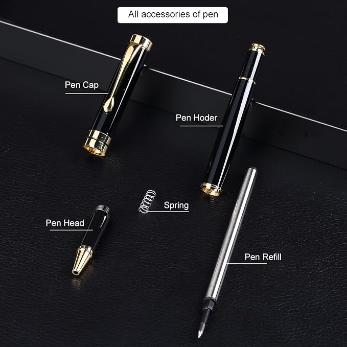 YIVONKA Luxury Ballpoint Pens Best Ball Pen Gift Set for Men & Women Professional Executive Office Nice BallPens Classy Gift Box Ballpoint Black Refill Line width 0.5mm (2 black)