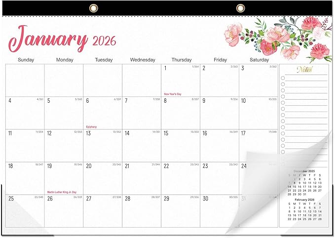 Tcamp 2026 Calendar - 18 Months Desk Calendar 2026-2027 from January 2026 to June 2027, Large 17" x 12" Wall Calendar with Julian Dates, Desk Planner for Home School Office Desktop, Christmas Gifts