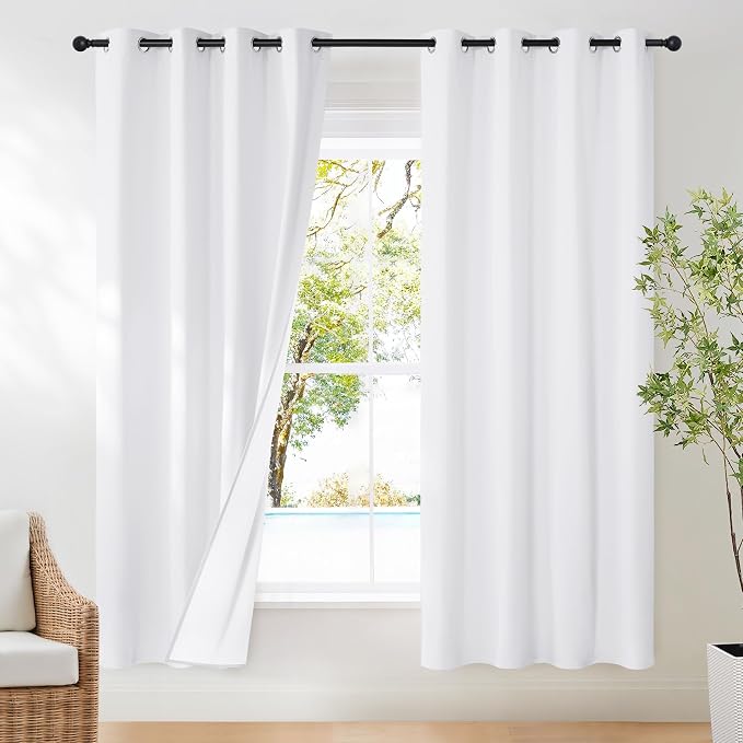 NICETOWN 100% Blackout Window Treatment Curtain, Snow White, 1 Panel, 55 by 78, Energy Smart Thermal Insulated Shade & Blind for Bedroom with Grommet Ring Top