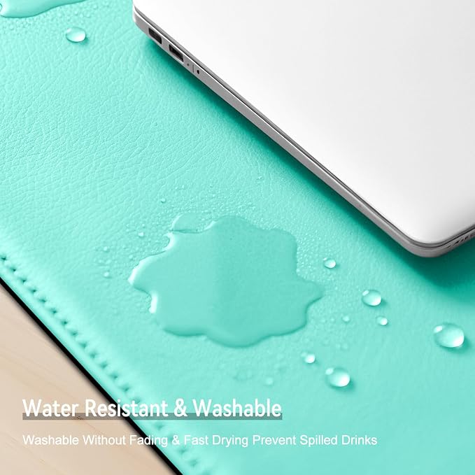Dual Sided Leather Desk Mat - Waterproof Desk Pad - Ideal for Large Mouse Pad and Desk Mats on Top of Desks (Green, 25"*13")