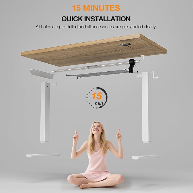 Acrolix Electric Standing Desk, Height Adjustable Home Office Desk with Memory Presets & Cable Management,Oak Sit Stand Desk for Work from Home, Ergonomic Computer Desk (40" x 24")
