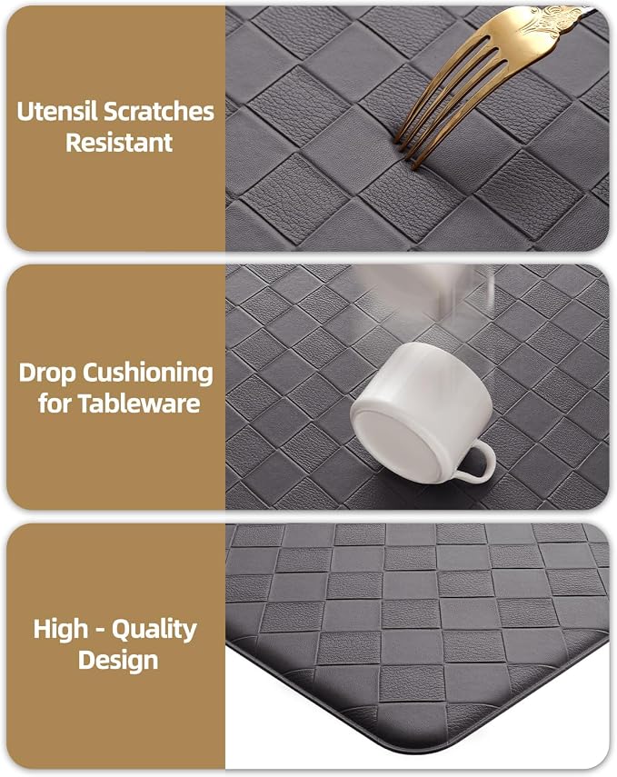 Color&Geometry Anti Fatigue Cushioned Kitchen Floor Mats,17"X47",Runner Rug Non Slip Waterproof,Memory Foam Padded Standing Mat for Front Sink,Grey | Waterproof & Oil Proof, Easy Clean PVC Kitchen Rug For Busy Family, 0.4in Thick Cushion For Long Stand...