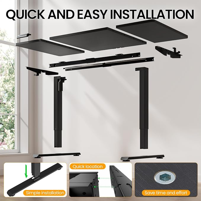 Veken 63" x 28" Super Large Standing Desk, Height Adjustable Electric Computer Desk, Sit to Stand Up, Modern Workstation for Home Office, Walking Pad, Writing, Gaming Bedroom Study, Black