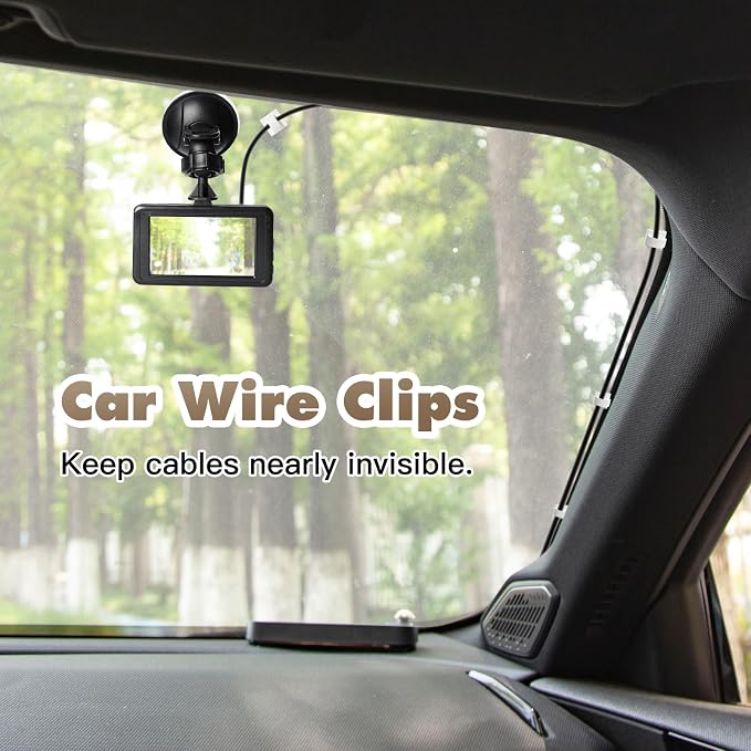 50Pcs Strong Adhesive Cable Clips, Dash cam Clips, car Wire Clips,Cord Organizer Cable Management,Cord Holder for Under Desk TV wall nightstand Office Home