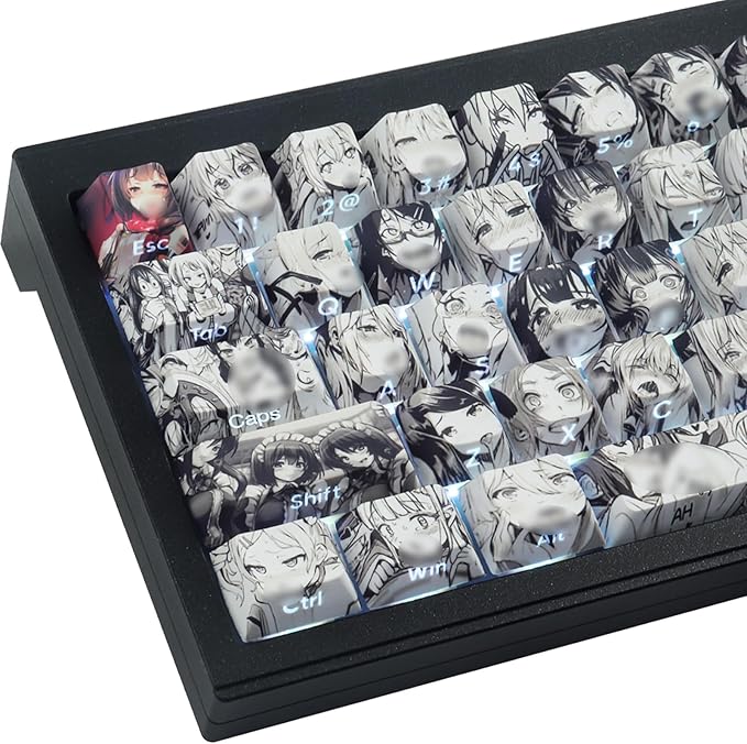 Tsungup Anime Keycaps-SidePrint Keycap Set,Japanese Custom Keycap Keyboard | PBT Shine Through Backlit Keycaps 75 Percent,129 Keys Dye Sub Cherry Profile Keyboard Key caps for Cherry Mechanical Keyboard