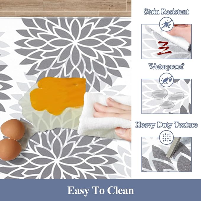 HEBE Anti Fatigue Kitchen Mats for Floor 20"x71", Cushioned Standing Mat | Non Slip Waterproof Kitchen Runner Rug, Heavy Duty Padded Foam Comfort Mat Floor Carpet for Standing Desk, Laundry, Sink