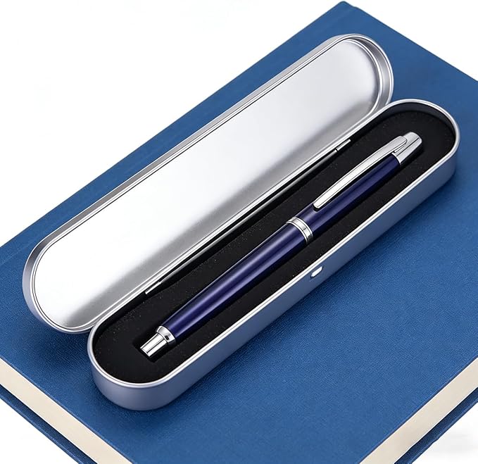 Jinhao 10 Retractable Fountain Pen, Deep Blue F Writing Pen with Converter and Pen Box
