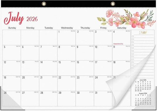 Tcamp Desk Calendar 2026-2027, 18 Months Desktop Calendar from July 2026 to December 2027, Large 17" x 12" Wall Calendar with Julian Dates, Desk Planner for Home School Office Desktop