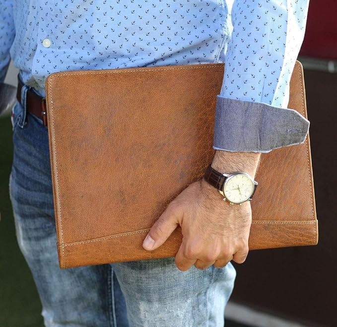 Leather Business Portfolio Business Personal Organiser Folder Full Grain Leather padfolio by KomalC